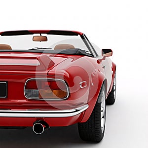 Red convertible car isolated on a white