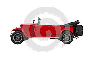 Red convertible car isolated on white background.