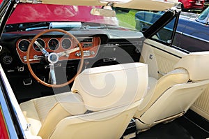 Red convertible sports car interior