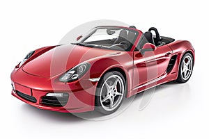 Red Convertible Sports Car Isolated on White Background, Generative AI