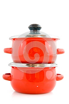 Red cooking pots