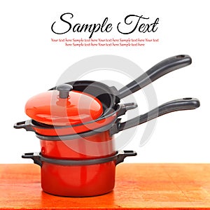 Red cookware set photo