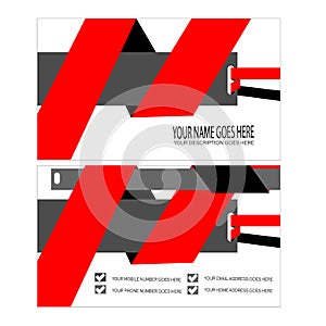 Red cool business card template template