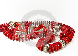 Red coral bead necklace