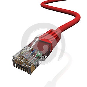 Red cord with connector rj45