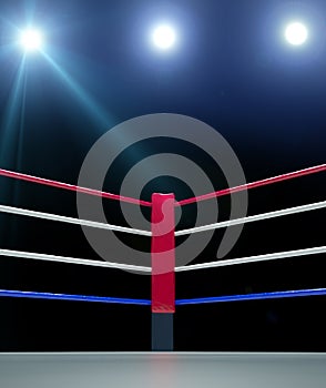 Red corner boxing ring background 3d render