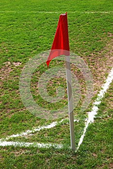 Corner flag on a soccer field