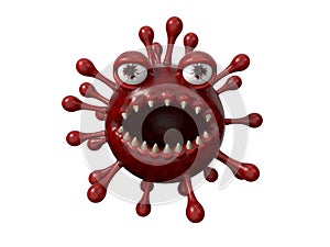 Red corona virus monster. 3d illustration