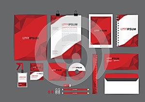 Red corporate identity template for your business