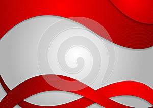 Red corporate waves on grey background