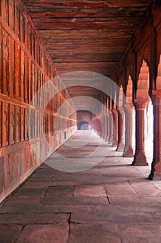 Red corridor, part of Taj Mahal complex, Agra, India