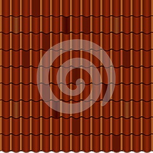 Red corrugated tile element of roof. Seamless