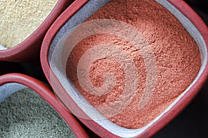 Red cosmetic clay powder