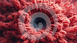 Red Cosmic Vortex Surrounded by Exploding Clouds