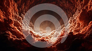 Red Cosmic Vortex Surrounded by Exploding Clouds