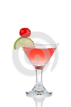 Red Cosmopolitan martini cocktail with vodka