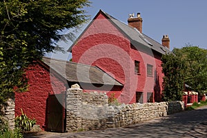 Red cottage in Glamorgan, UK