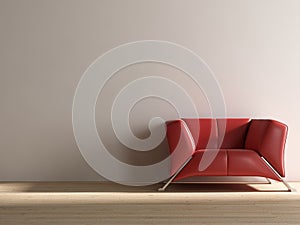 Red Couch to face a blank wall