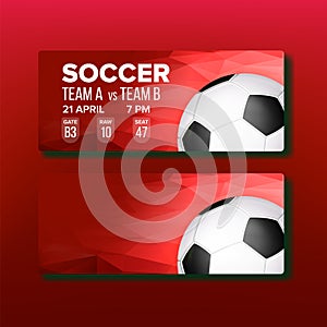 Red Coupon On Soccer Sport Game Template Vector