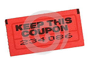 Red coupon ticket