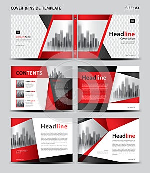 Red Cover design and inside template for magazine, ads, presentation, annual report, book, leaflet, poster, catalog, printing