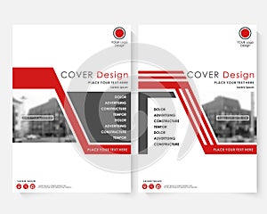 Red cover design template for annual report. Modern business concept booklet with infographics Flyer and leaflet