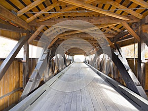 Red covered bridge interior