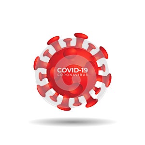 Red Covid-19 Coronavirus vector illustration isolated on white background. Logo Design Template photo