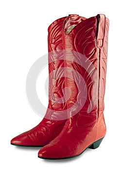 Red cowgirl boots, isolated