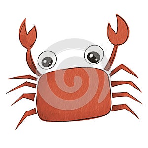 Red crab cartoon illustration for decoration on marine life