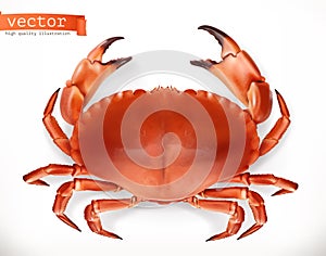 Red crab. 3d vector icon. Seafood