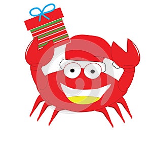Krab dát vánoční čepice a dárková krabička šťastný 