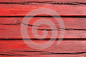 Red cracked wooden boarding