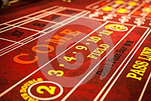 Red Craps Table in casino