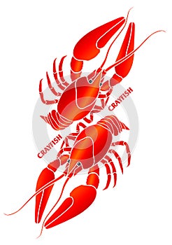 Red crayfish. Symbolic compositon.