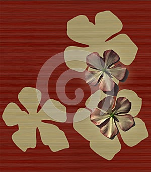 Red & cream ribbed flower print