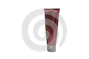 Red cream tube on a white backdrop