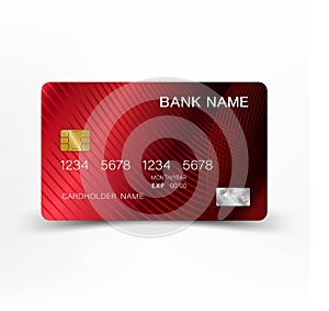 Red credit card design.