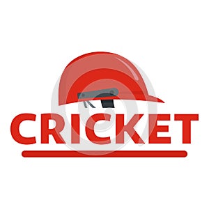 Red cricket helmet logo, flat style