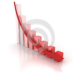 Red Crisis Business Graph with Falling Arrow