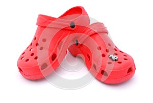 Red crocks shoes