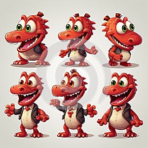 Red crocodile cartoon. 3D character