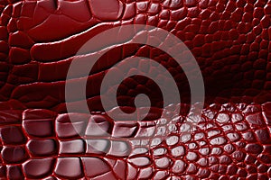 red crocodile leather texture with seamless pattern. Natural genuine animal skin