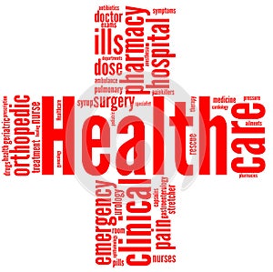 Red cross - Health and wellbeing tag or word cloud