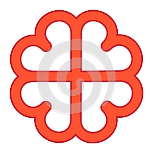 red cross of love from hearts, vector four hearts form flower symbol eternal love and loyalty