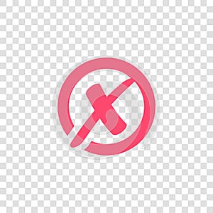 Red X Cross Mark in Circle, Vector icon. Rejected sign