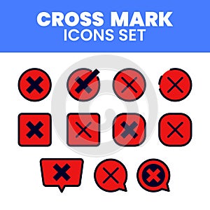 Red Cross Mark Icons Set Illustration Wrong Cross Mark Vector Sets Cross