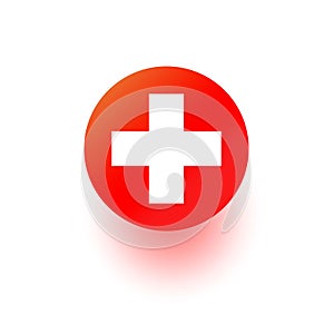 Red Cross vector icon, hospital sign. Medical health first aid symbol isolated on vhite. Modern gradient design photo