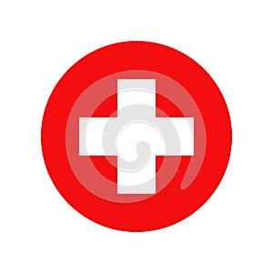 Red cross. Vector isolated icon. Medicine health hospital sign symbol. Vector abstract graphic design. Emergency medicine. First