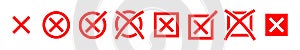 Red Crosses icon set. drawnx marks. Vector no icons set. Cancel, reject button